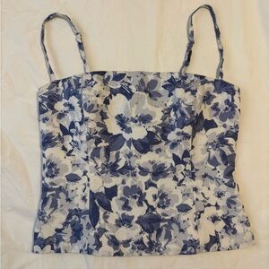 Reformation Cream and Blue Top